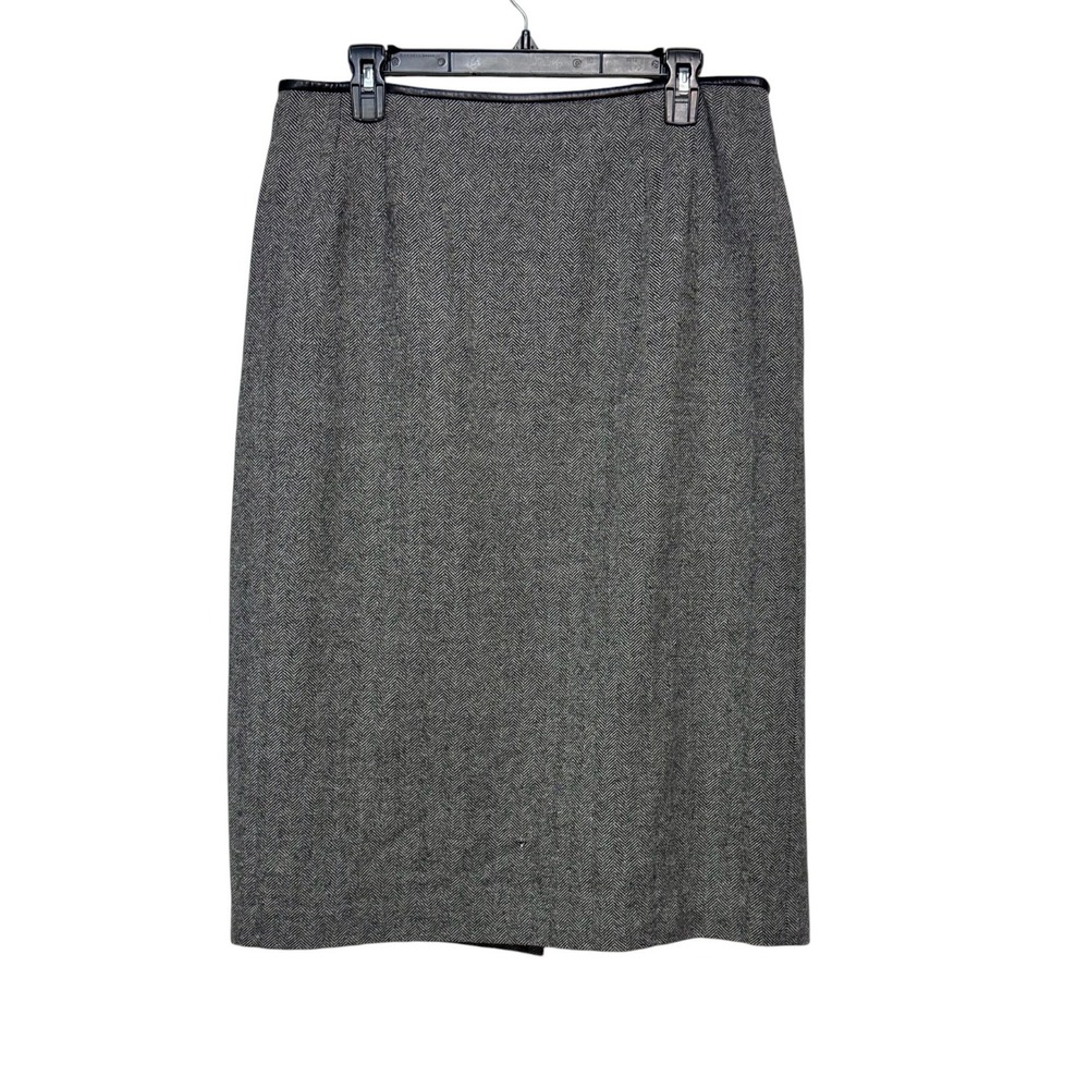 Talbots Old Money Wool Herringbone Pencil Midi Skirt Sz 14‎ Office Siren Classic